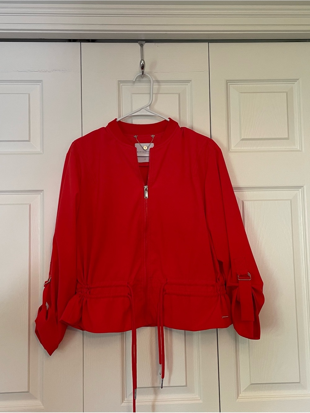 Rino & Pelle Red Peplum Light Zip up Bomber Jacket 40